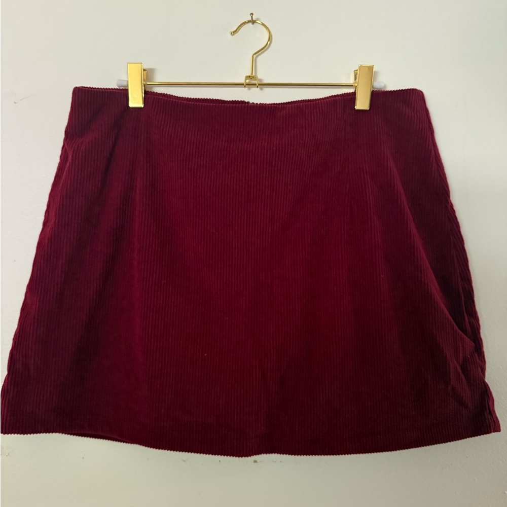 Halara Corduroy A-Line Mini Skirt - Burgundy with built in shorts
